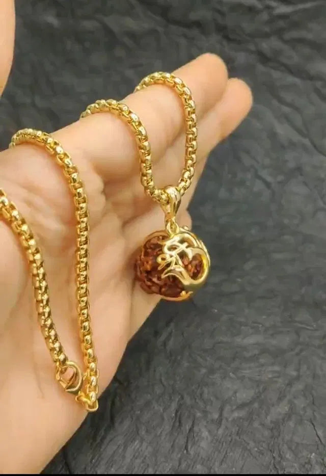 Om Rudraksha Pendant With Chain🔱🕉️
